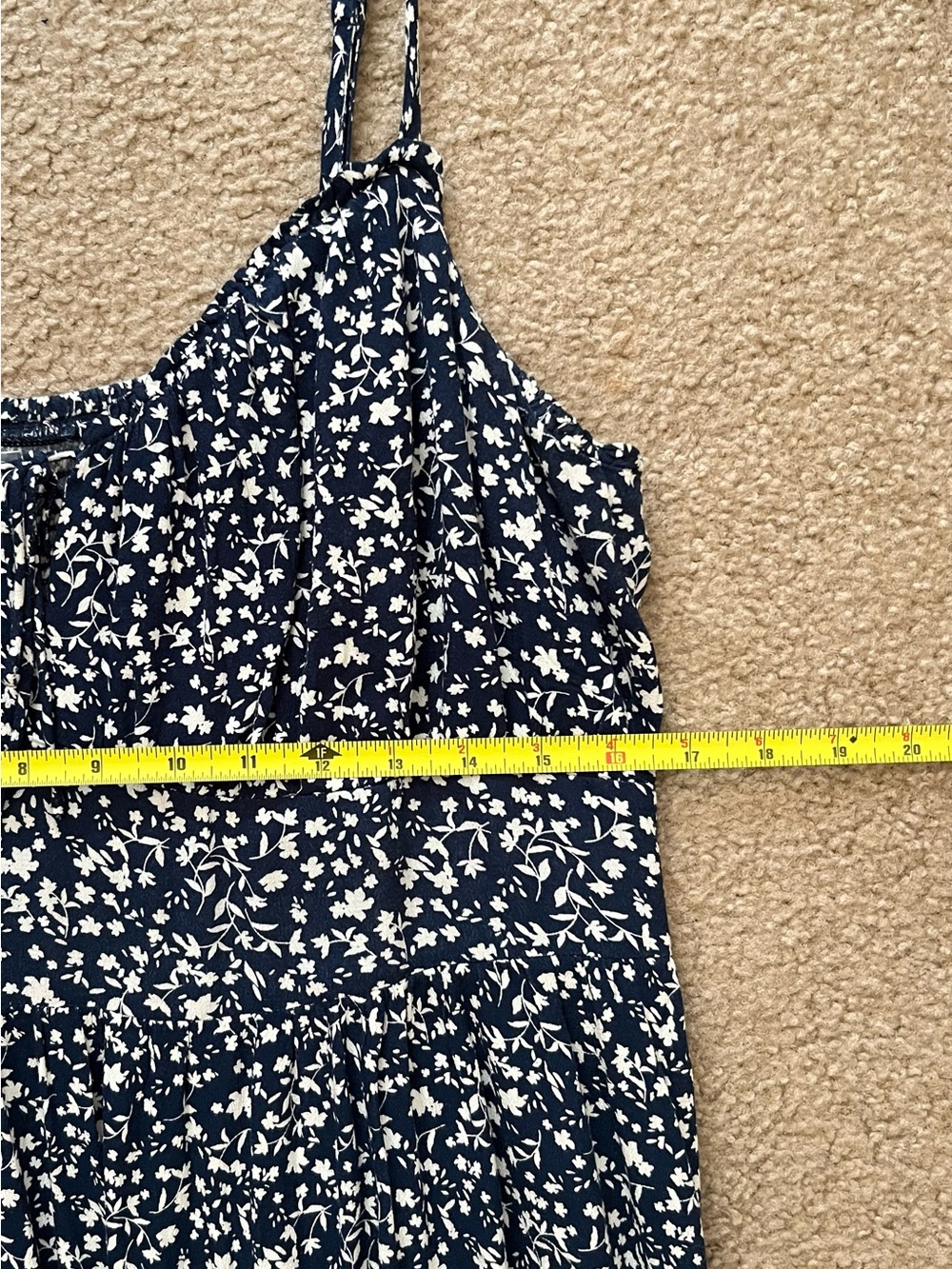 Old Navy Fit & Flare Floral Smocked Midi Cami Dress in Blue Ditsy Floral - Picture 9 of 10